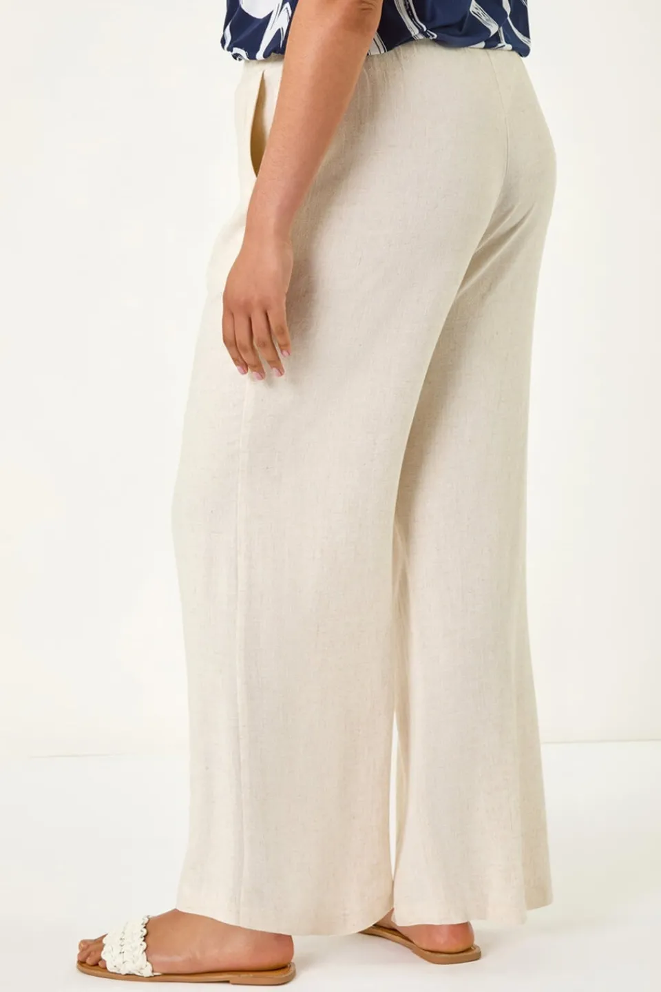 Trousers>Roman Stone Curve Linen Mix Trousers