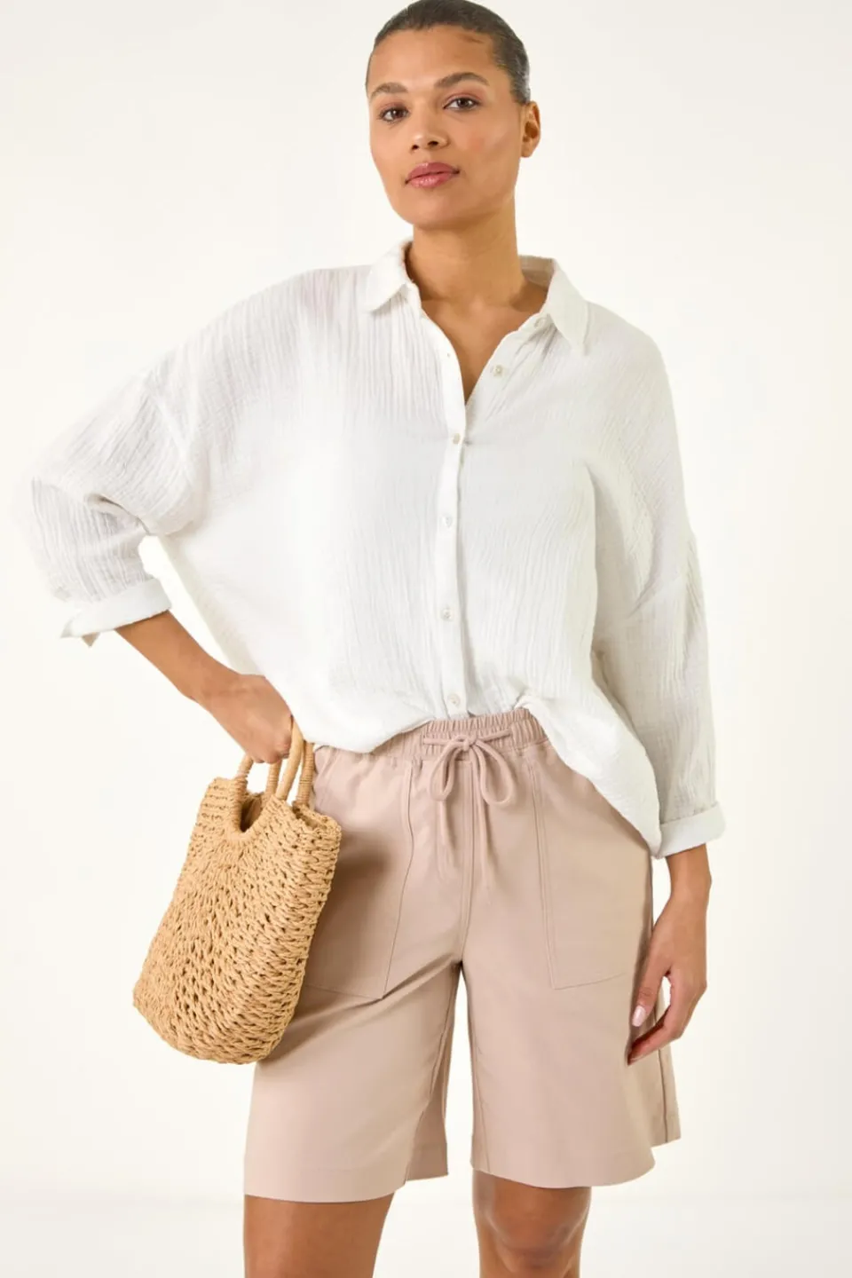Shorts>Roman Stone Drawcord Detail Pocket Shorts