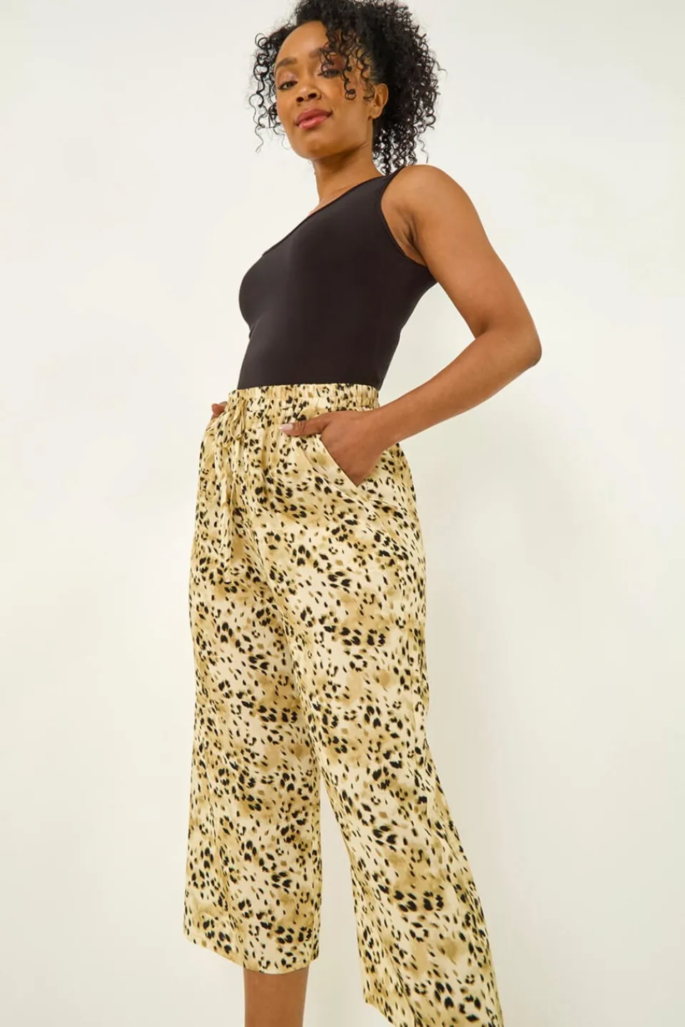 Trousers>Roman Stone Petite Animal Print Cropped Trouser