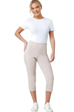 Trousers>Roman Petite Cropped Stretch Trousers Stone