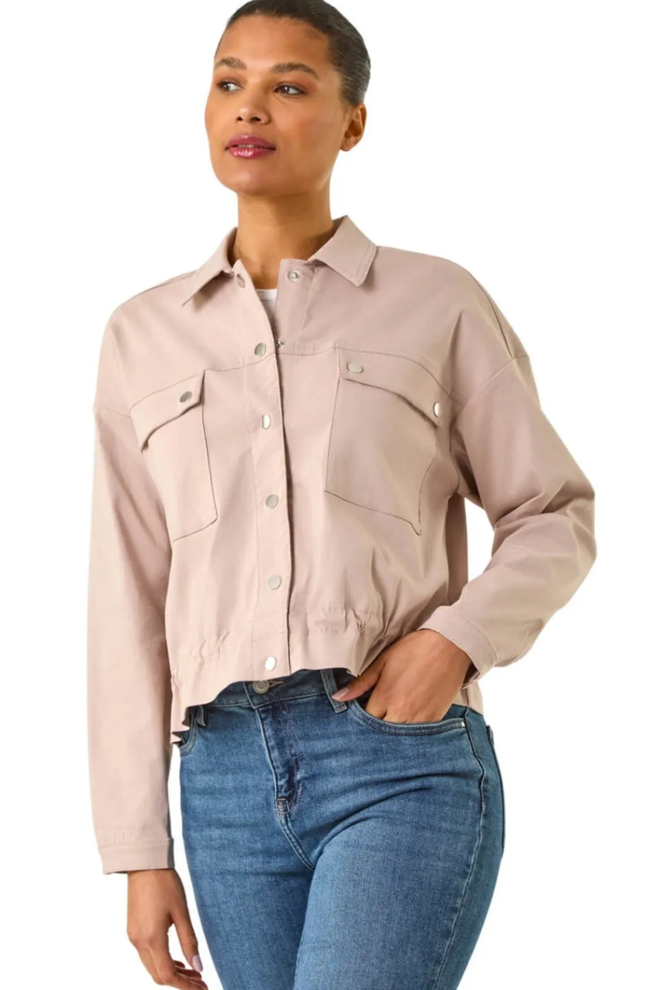 Coats & Jackets>Roman Stone Utility Collared Stretch Pocket Jacket