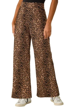 Trousers>Roman Tan Animal Print Stretch Trousers