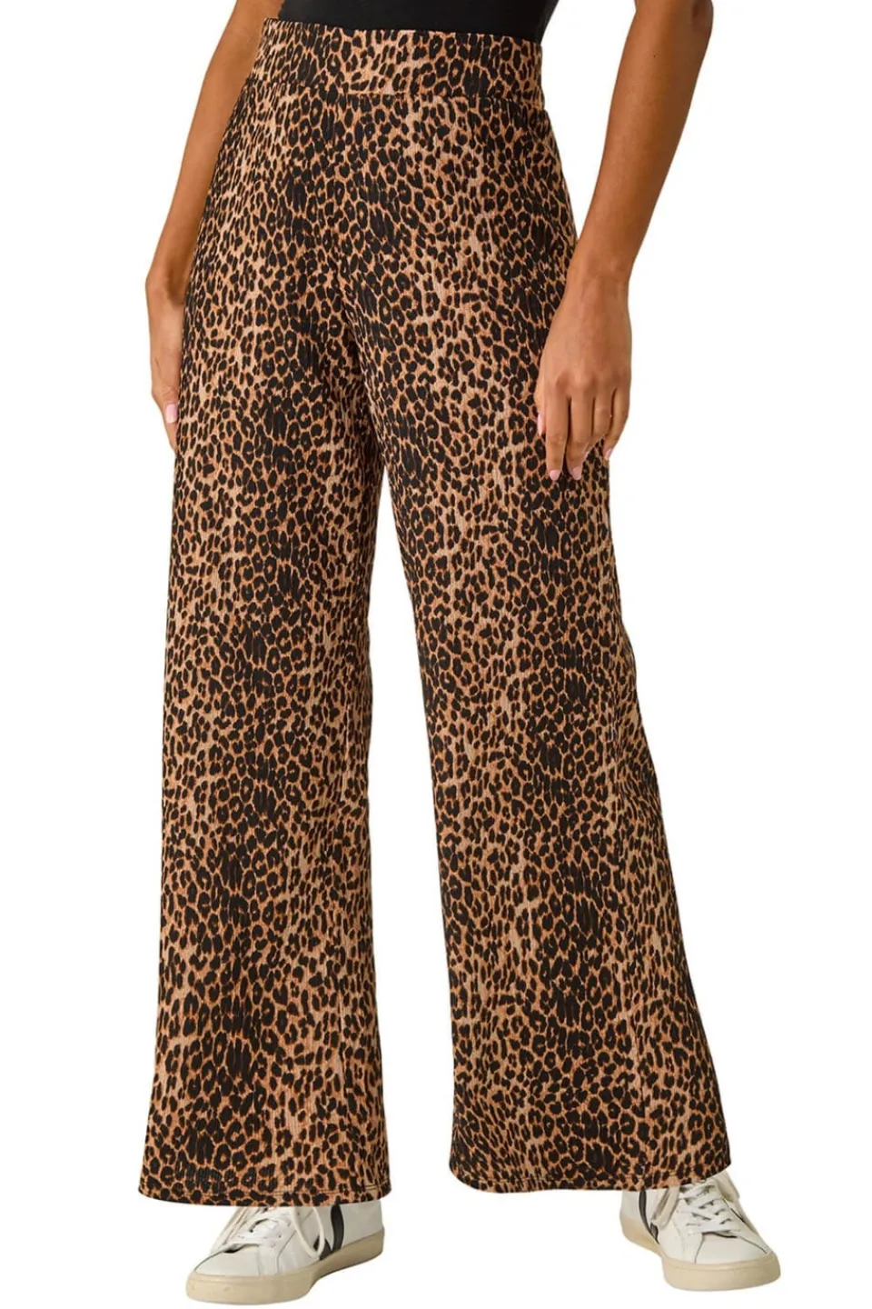 Trousers>Roman Tan Animal Print Stretch Trousers
