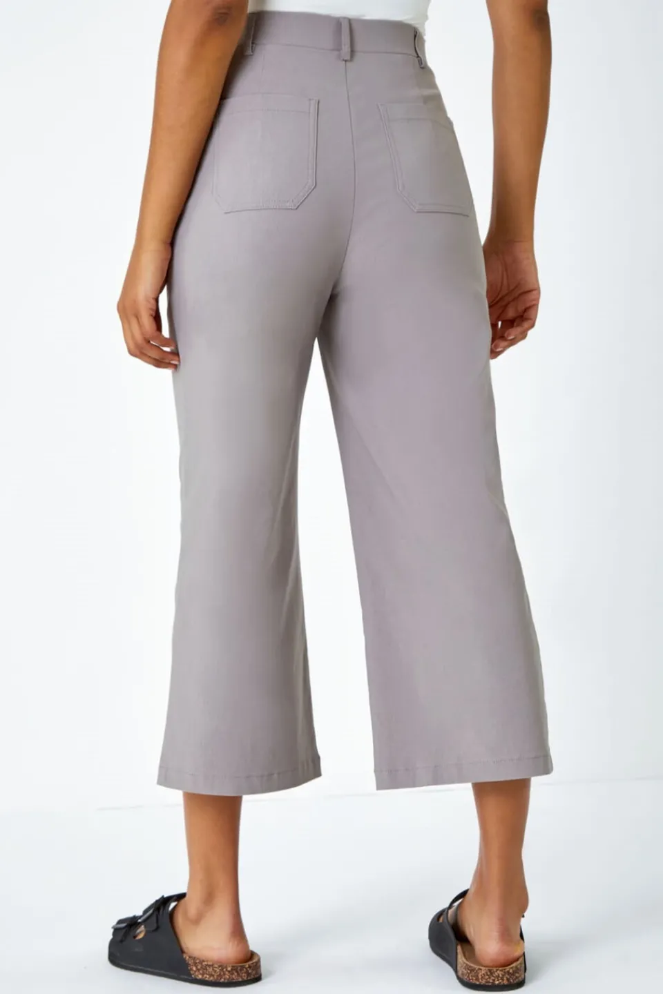 Trousers>Roman Taupe Cropped Stretch Culotte