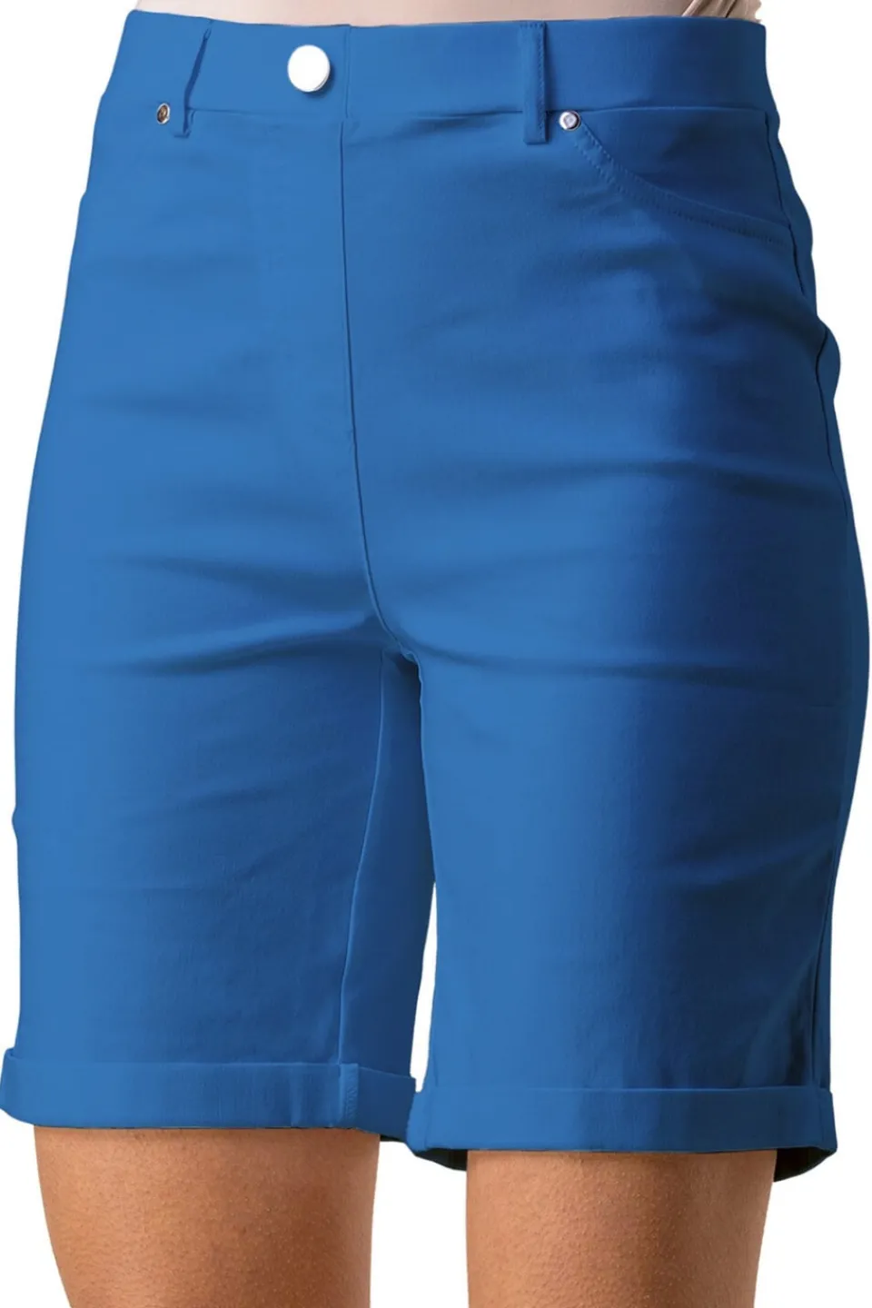 Shorts>Roman Teal Blue Turn Up Stretch Shorts TealBlue