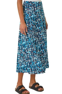Skirts>Roman Turquoise Geo Print A Line Stretch Skirt