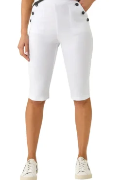 Shorts>Roman White Buttoned Pocket Cropped Shorts