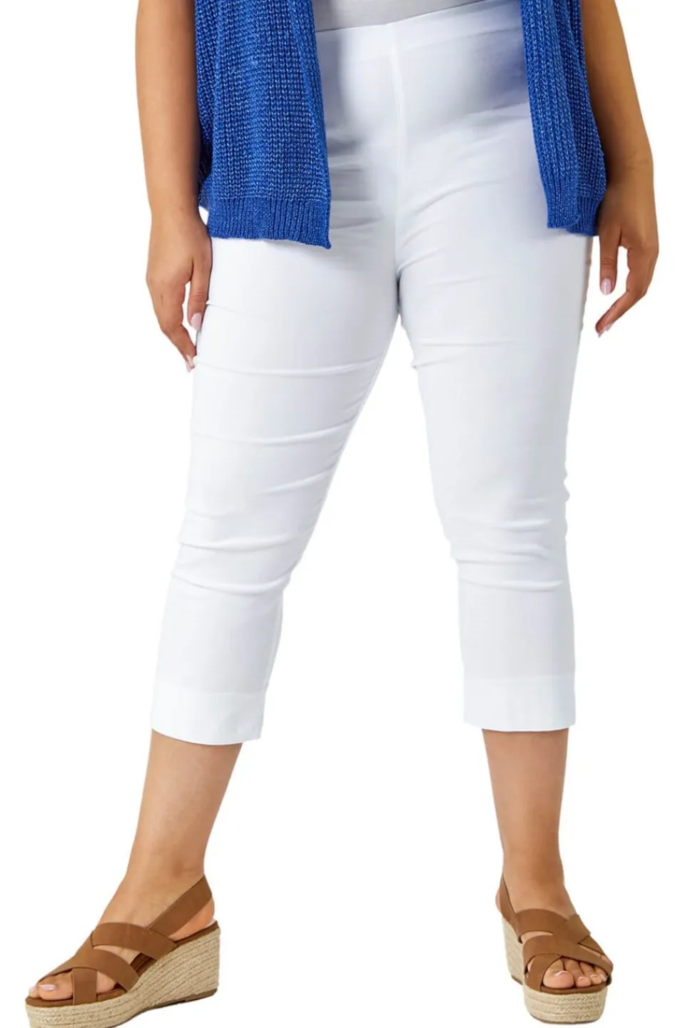 Trousers>Roman Curve Cropped Stretch Trouser White