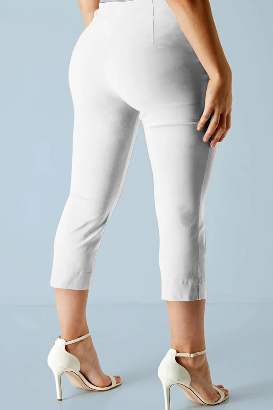 Trousers>Roman Curve Cropped Stretch Trouser White