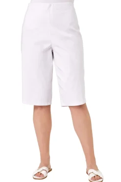Shorts>Roman Curve Knee Length Elastic Waist Shorts White