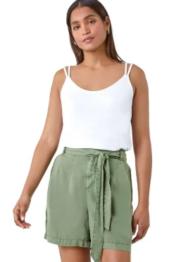 Tops>Roman White Double Strap V-Neck Stretch Vest Top