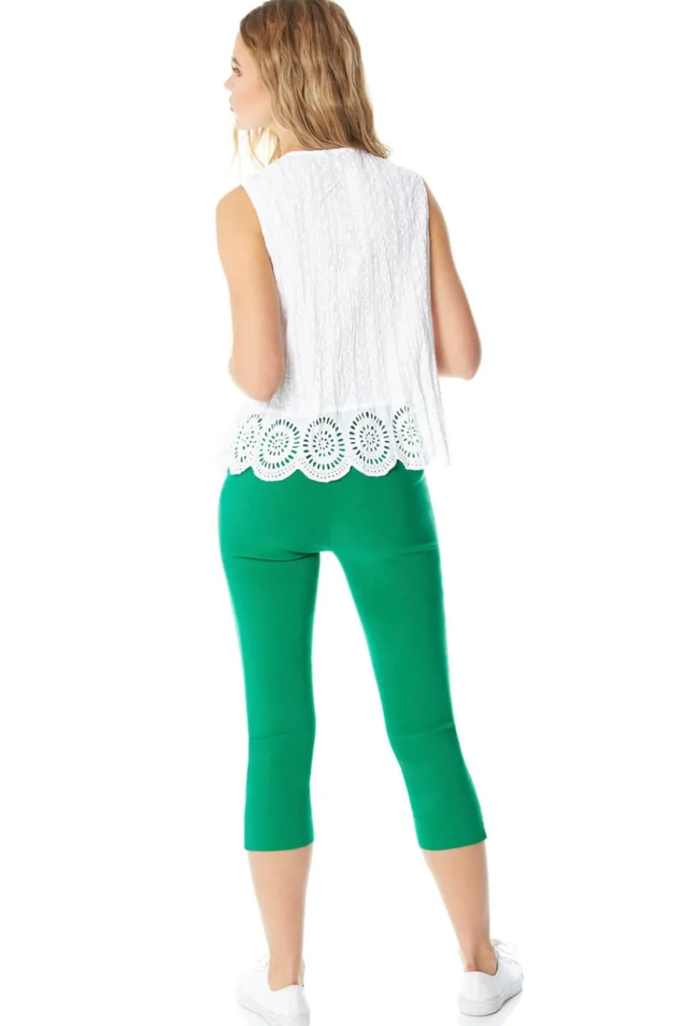 Tops>Roman White Eyelet Detail Embroidered Crinkle Blouse