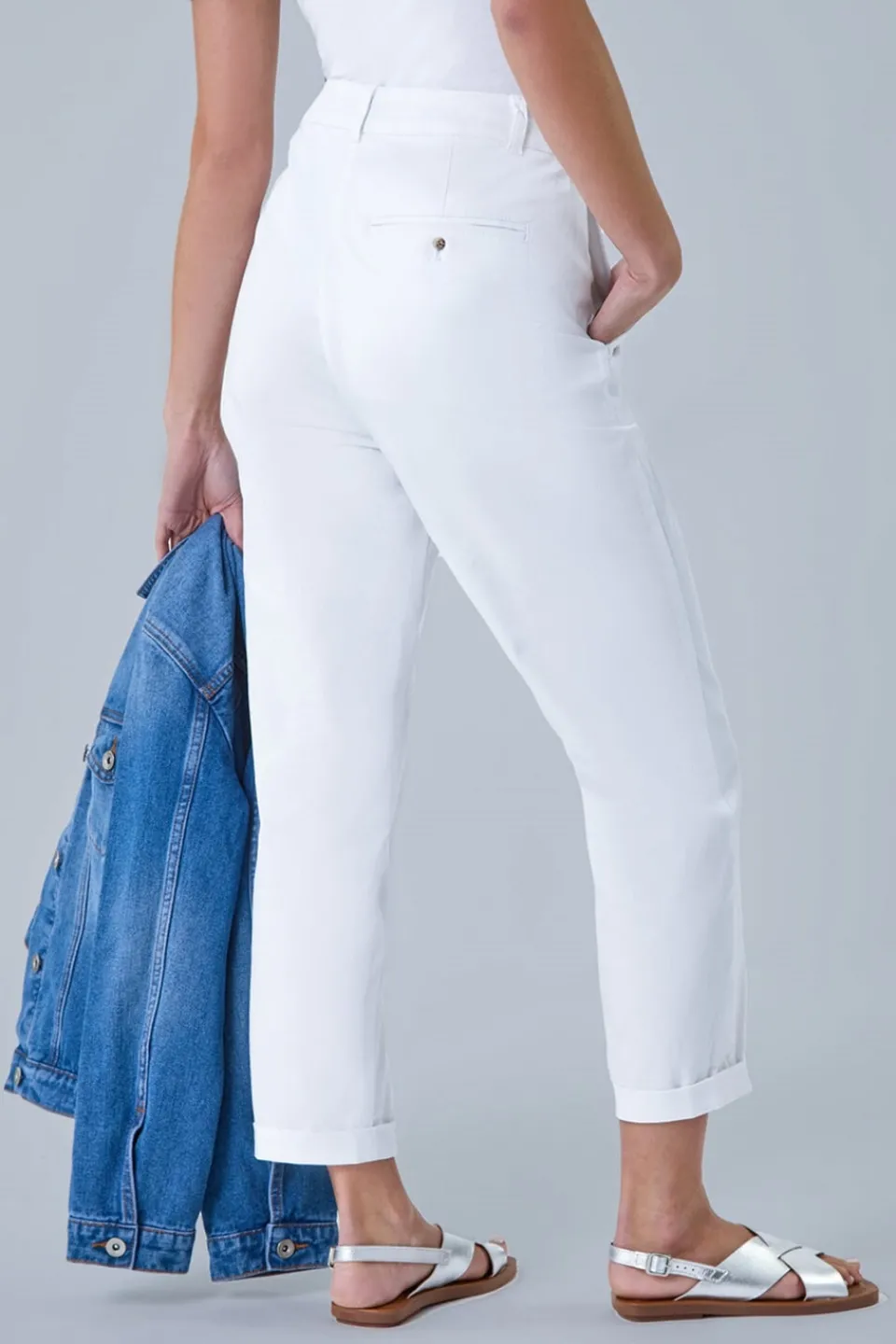 Trousers>Roman White Petite Cotton Blend Stretch Chino Trousers