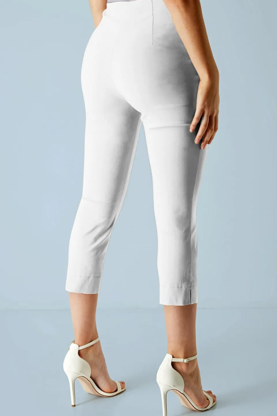 Trousers>Roman Petite Cropped Stretch Trousers White