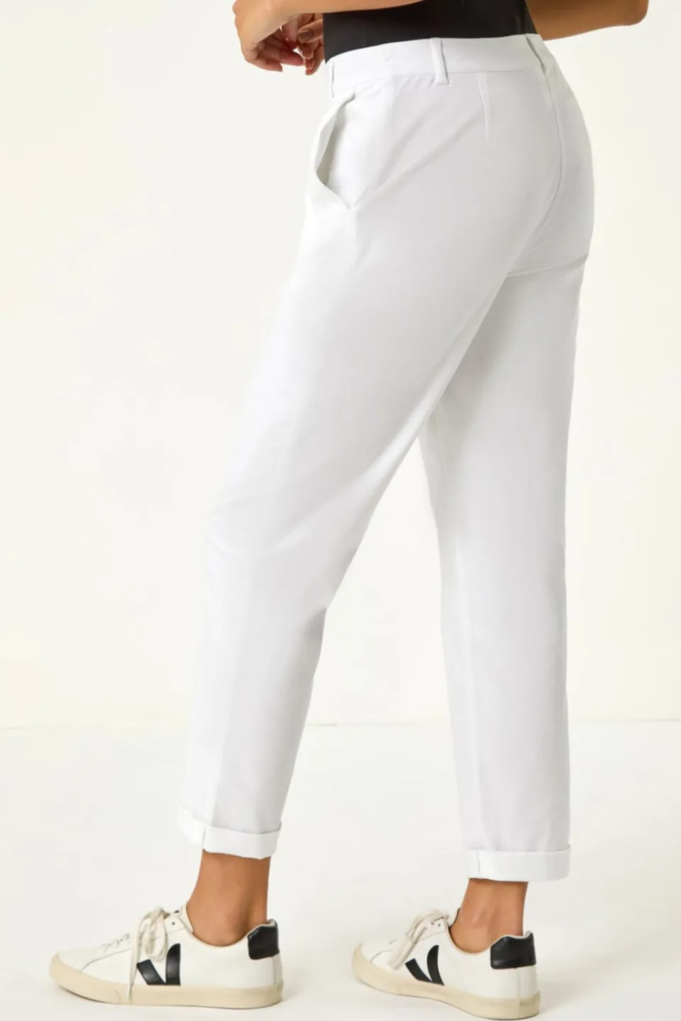 Trousers>Roman White Plain Cotton Chino Trousers