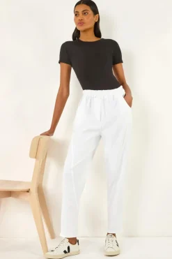 Trousers>Roman White Seam Detail Cropped Trousers