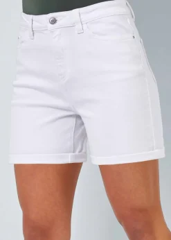 Shorts>Roman Stretch Denim Mom Shorts White