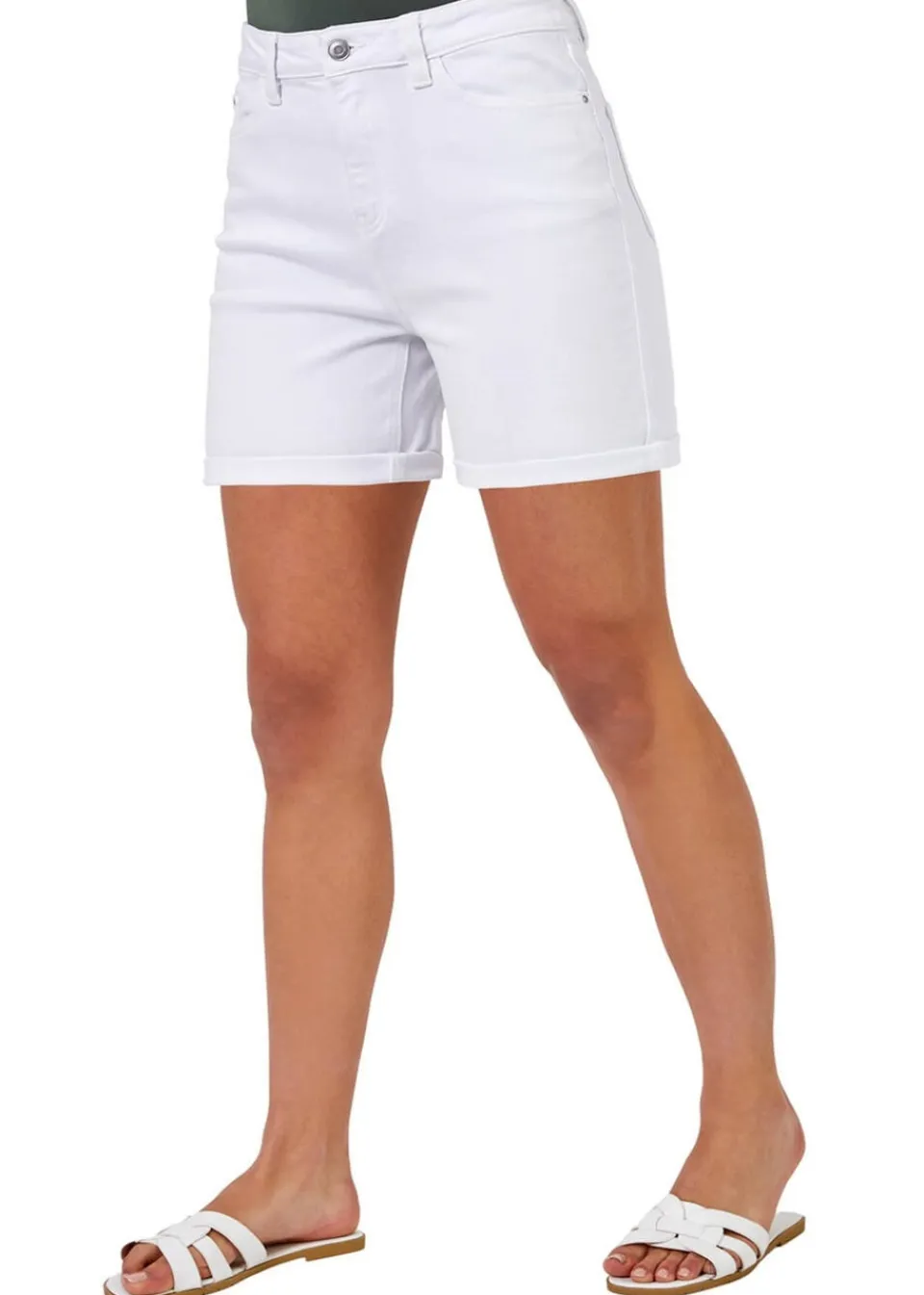 Shorts>Roman Stretch Denim Mom Shorts White