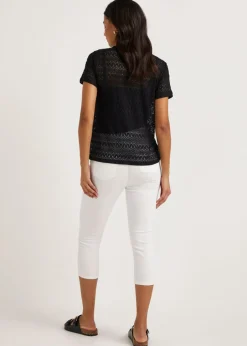 Jeans & Jeggings>Papaya Denim Rosie White Cropped Pull On Jeggings