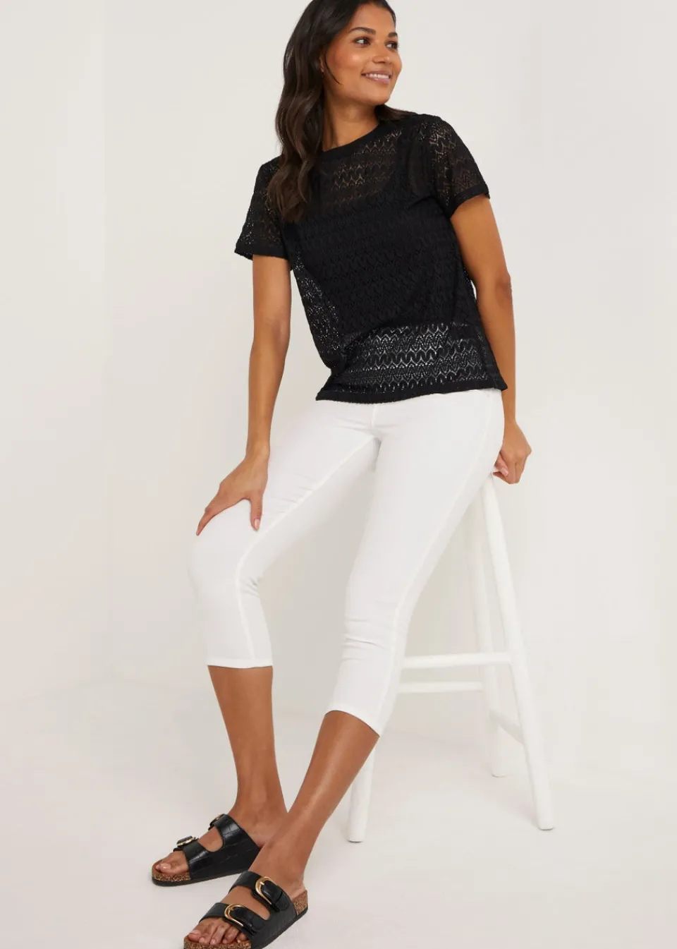 Jeans & Jeggings>Papaya Denim Rosie White Cropped Pull On Jeggings