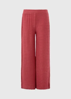 Trousers>Papaya Rust Textured Co Ord Trousers