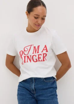 T-Shirts>Papaya Sabrina Carpenter White I'm A Singer T-Shirt