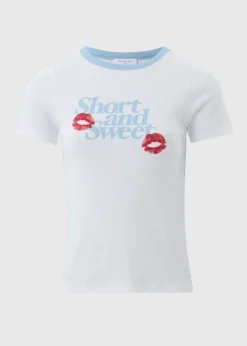 T-Shirts>Papaya Sabrina Carpenter White Short & Sweet T Shirt