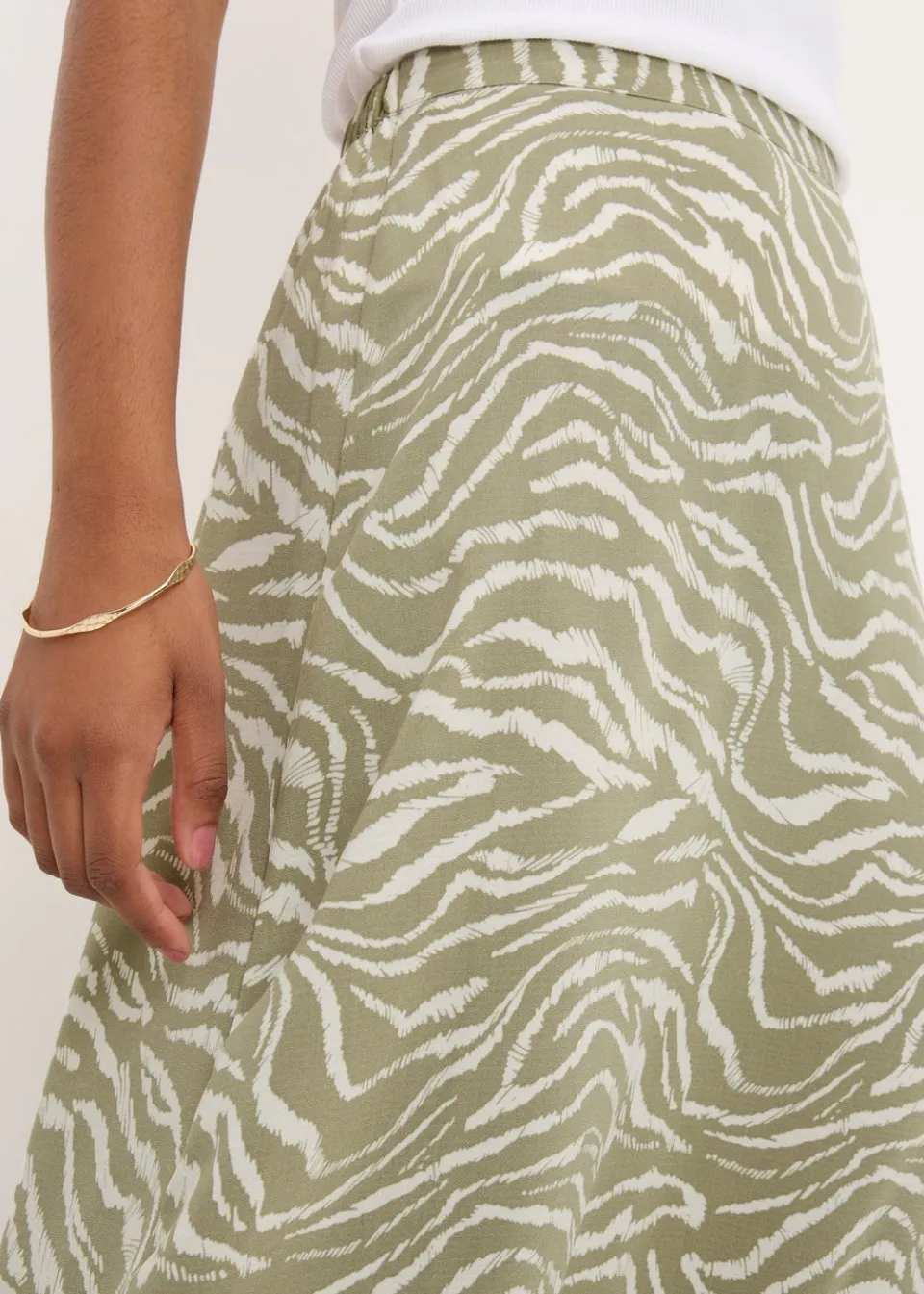 Skirts> Sage Animal Print Flared Midi Skirt