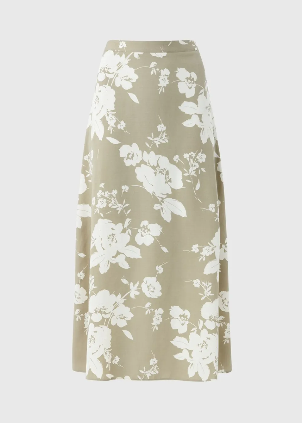 Skirts>Papaya Sage Green Floral Flared Hem Midaxi Skirt