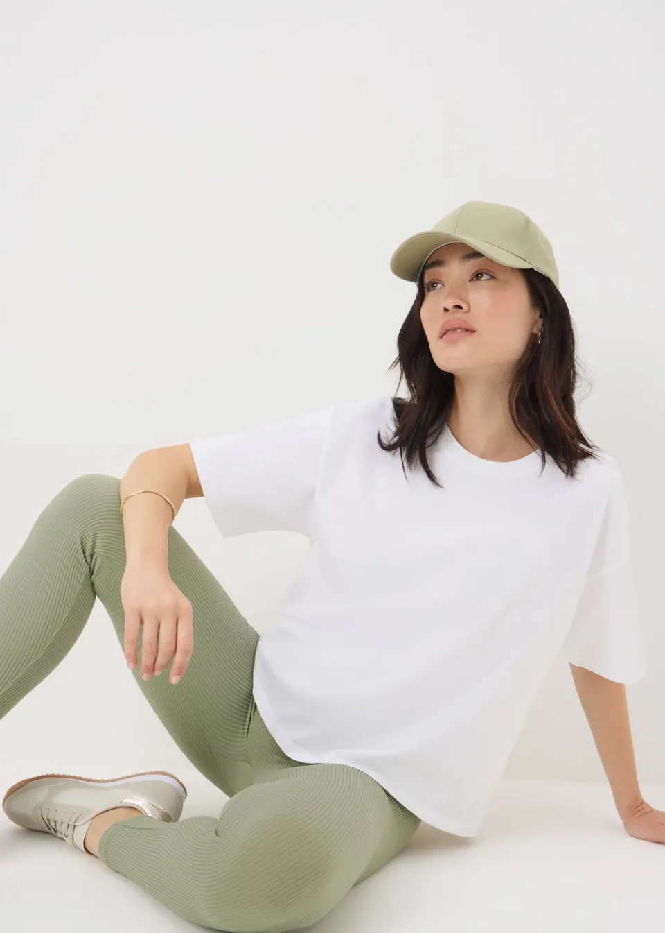 Loungewear>Papaya Sage Green Seamless Ribbed Leggings
