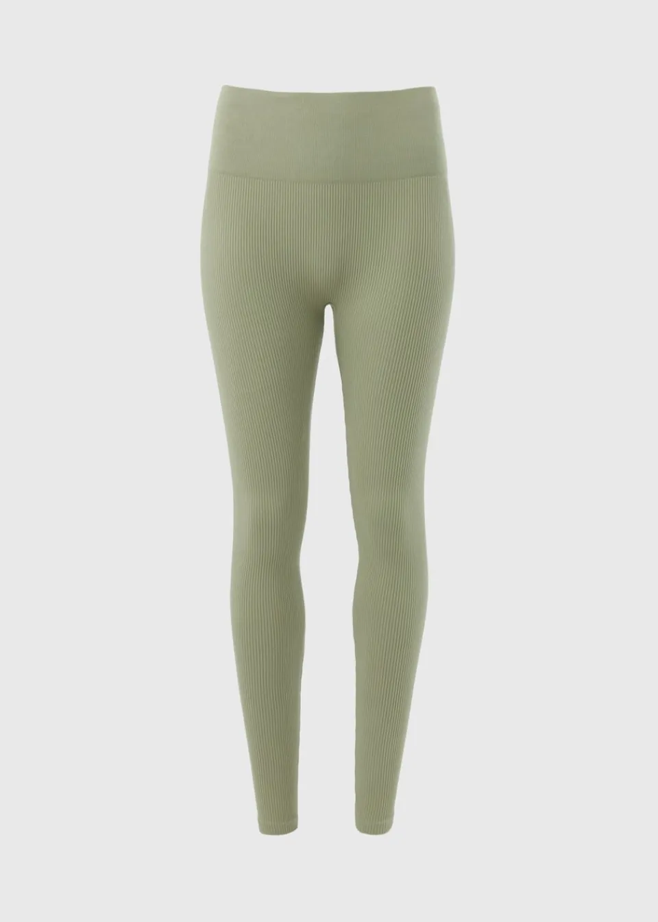 Loungewear>Papaya Sage Green Seamless Ribbed Leggings