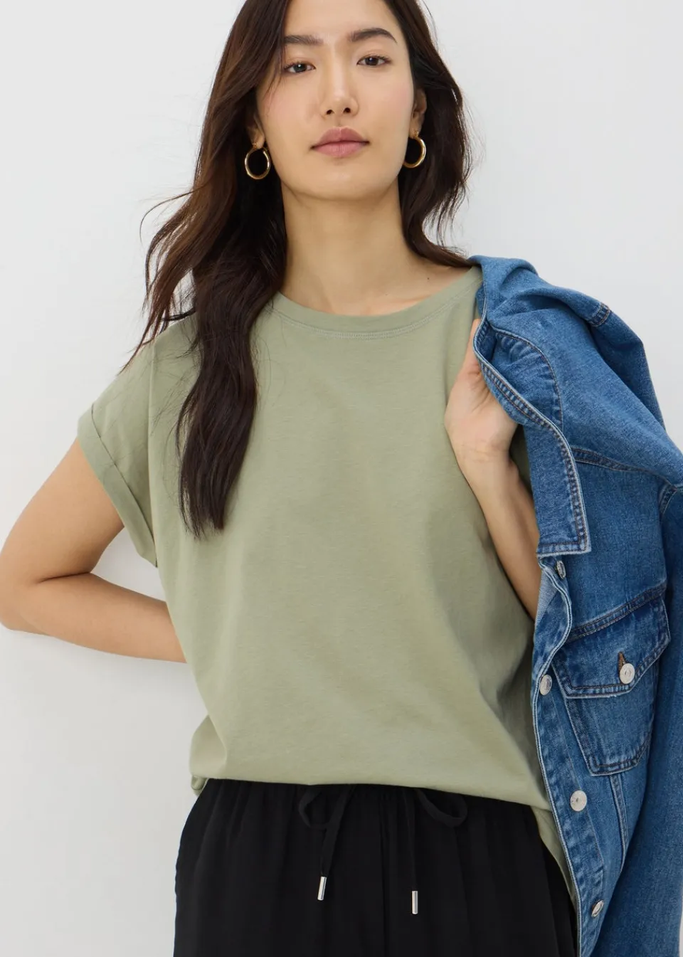 T-Shirts>Papaya Sage Green Short Sleeve T-Shirt
