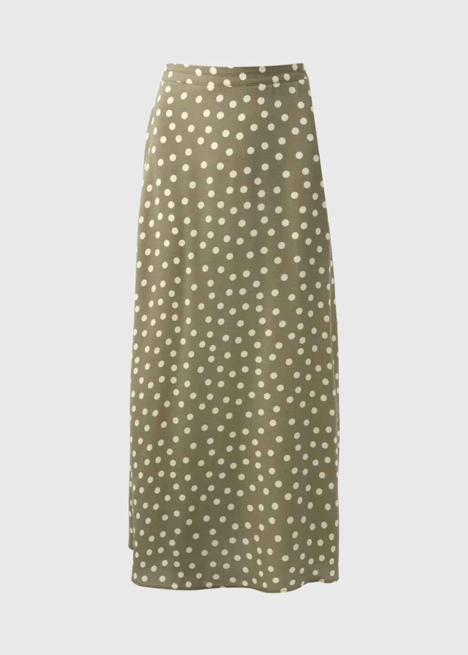Skirts>Papaya Sage Green Spot Flared Hem Midaxi Skirt