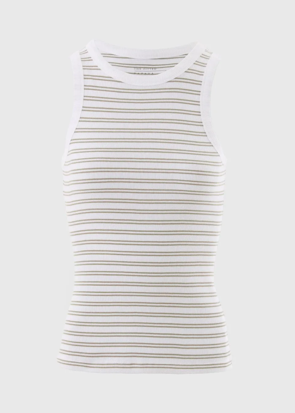 Tops>Papaya Sage Green Stripe High Neck Vest Top