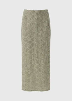 Skirts>Papaya Sage Green Textured Midaxi Skirt