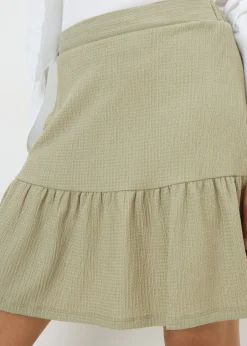 Skirts>Papaya Sage Green Textured Tiered Mini Skirt
