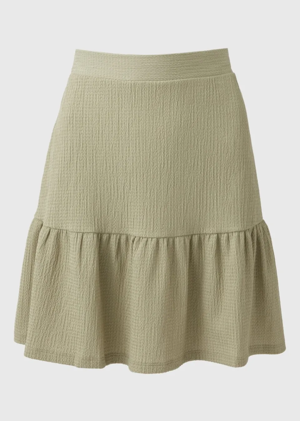 Skirts>Papaya Sage Green Textured Tiered Mini Skirt