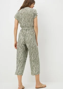 Jumpsuits & Playsuits>Papaya Sage Green Zebra Print Plisse Jumpsuit