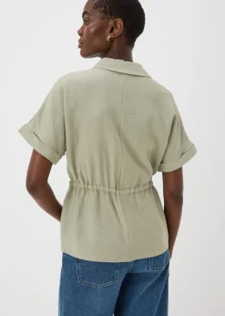 Tops>Papaya Sage Short Sleeve Tie Shirt