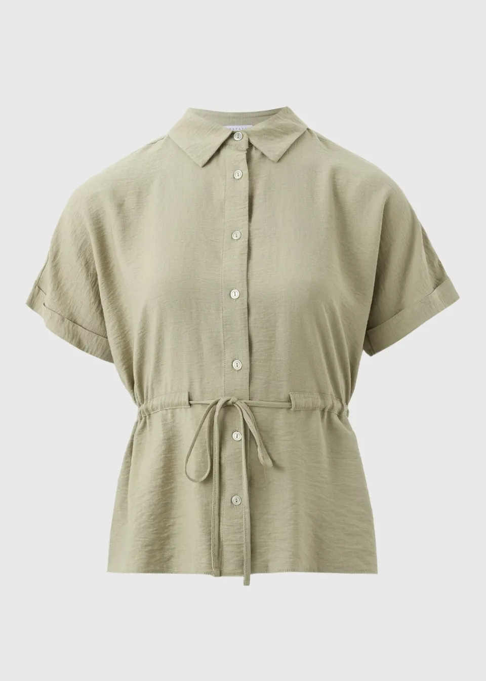 Tops>Papaya Sage Short Sleeve Tie Shirt