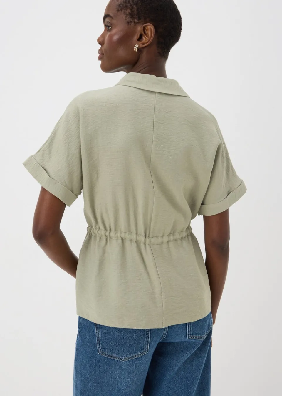 Tops>Papaya Sage Short Sleeve Tie Shirt