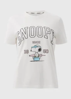 T-Shirts>Snoopy White Summer Regular Fit T-Shirt