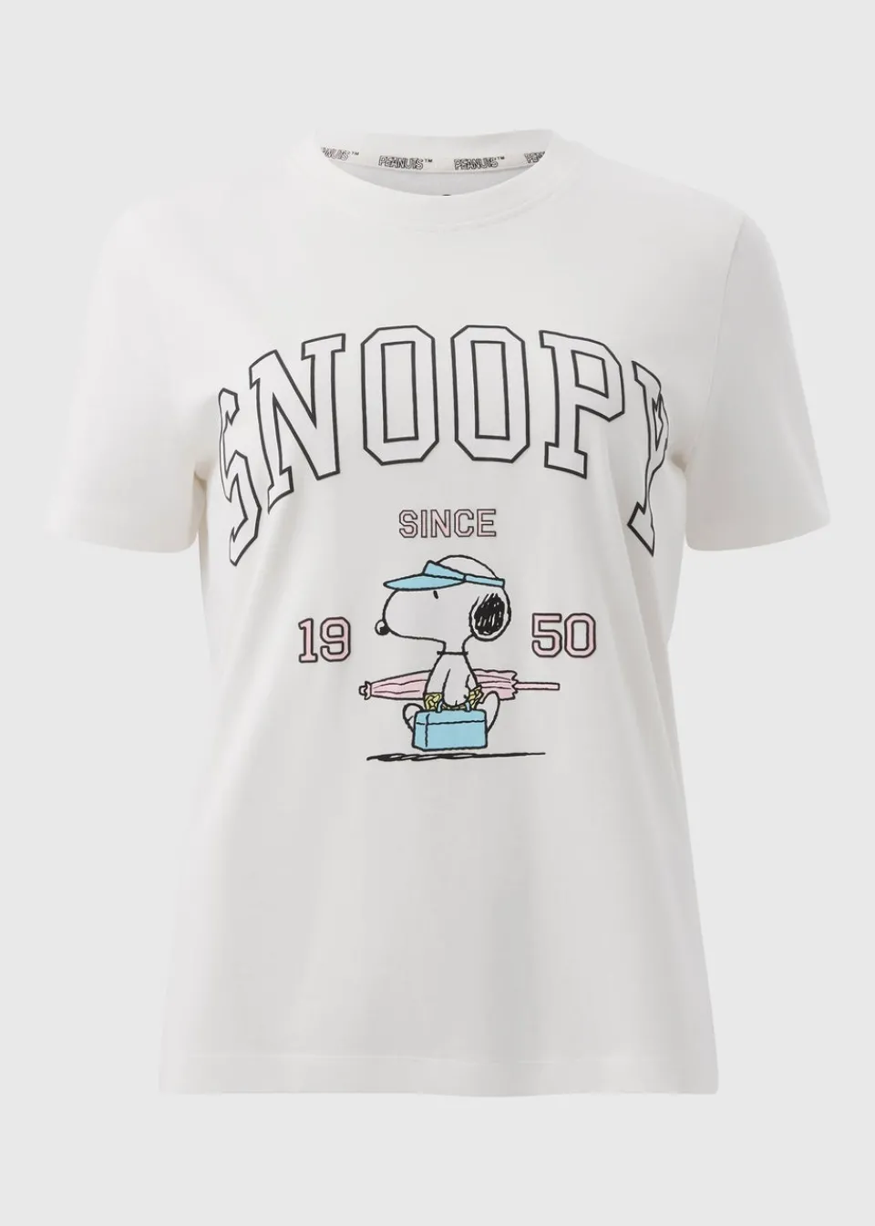 T-Shirts>Snoopy White Summer Regular Fit T-Shirt