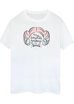 T-Shirts>Star Wars Princess Leia Future Of Galaxy Women White Printed Boyfriend Fit T-Shirt
