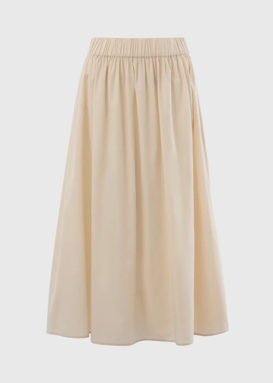 Skirts>Papaya Stone Cotton Midi Skirt