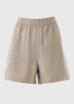 Shorts>Papaya Stone Linen Blend Shorts