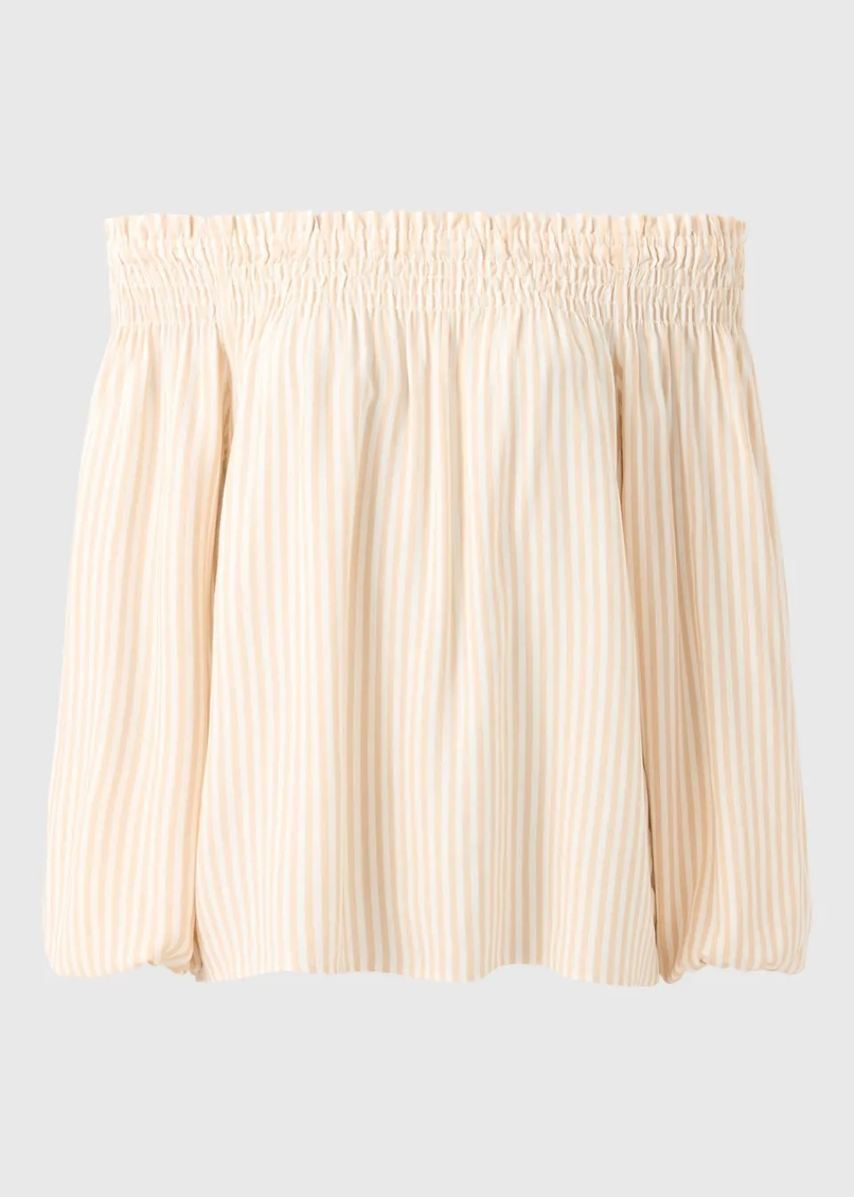 Tops>Papaya Stone Stripe Shirred Bardot Top