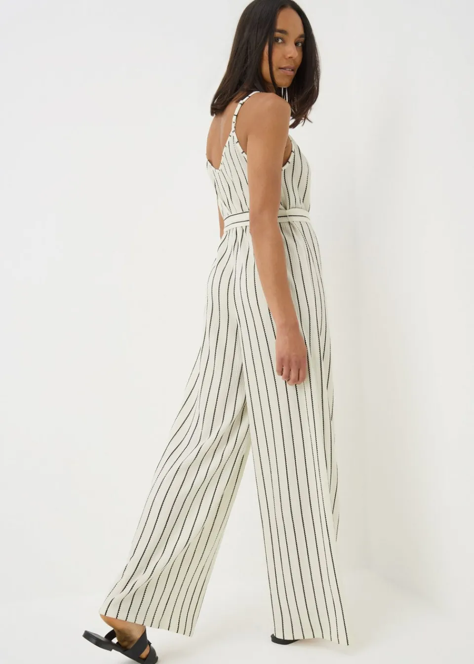 Jumpsuits & Playsuits>Papaya Stripe Wide Leg Jersey Jumpsuit Stone