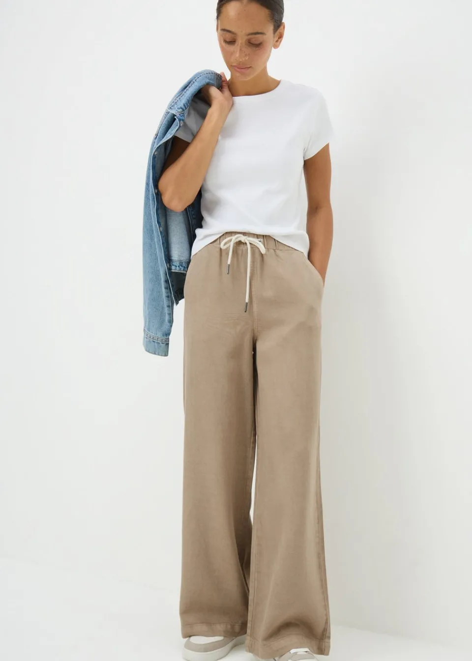 Jeans & Jeggings>Papaya Denim Wide Leg Comfort Fit Jeans Stone