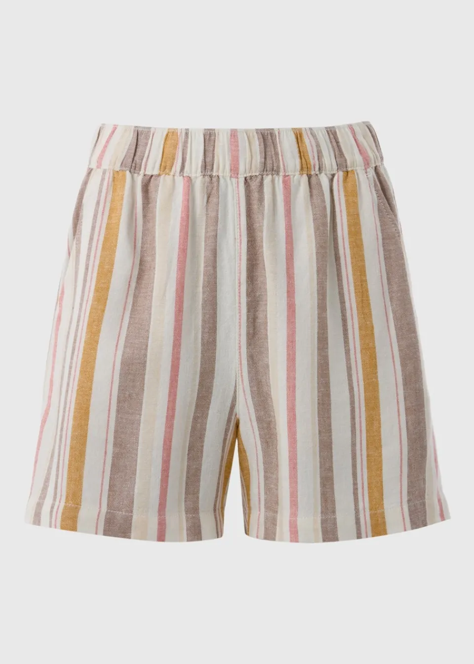 Shorts>Papaya Stripe Linen Blend Shorts
